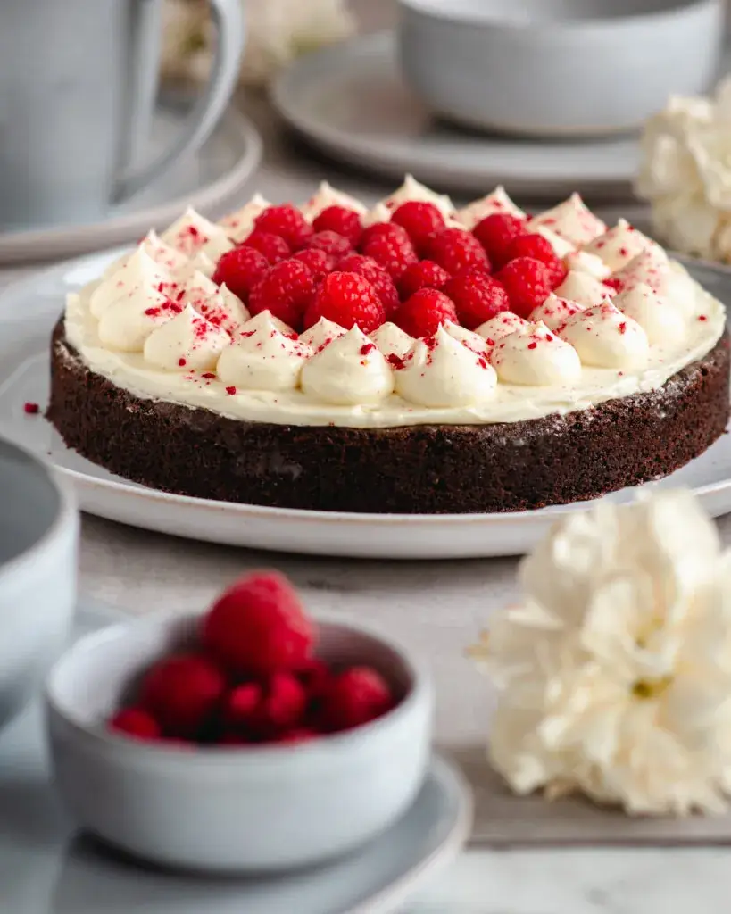 Kladdkaka med vaniljtopping