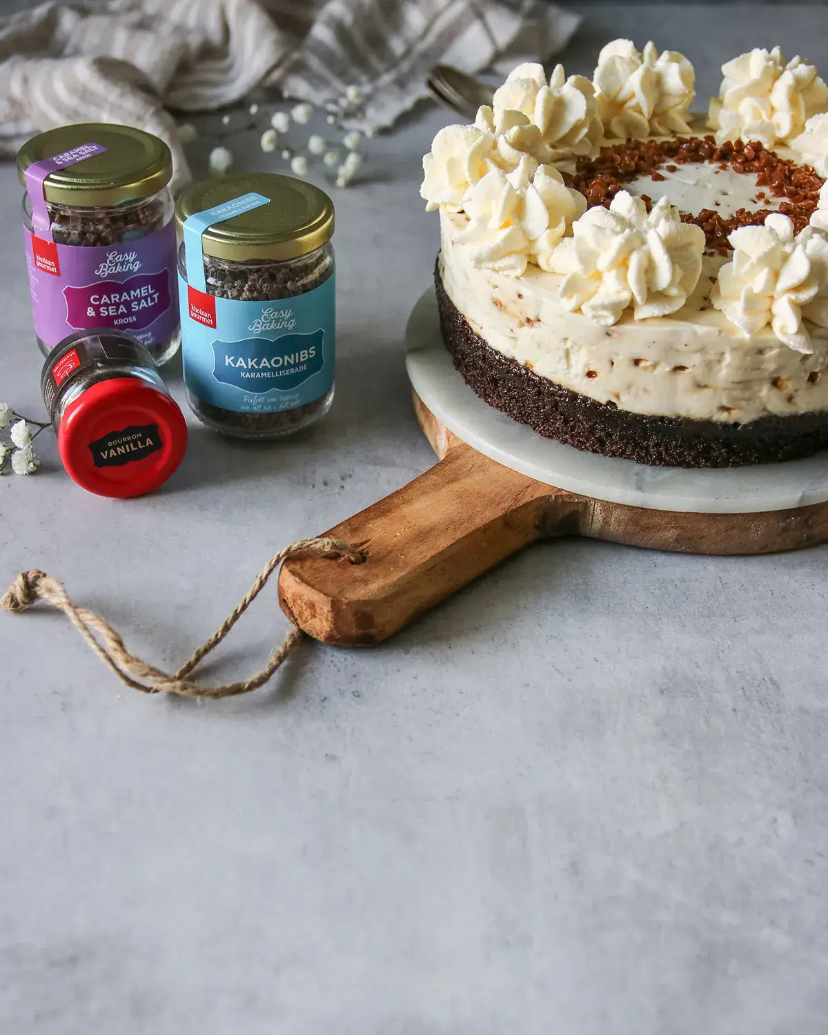 Lyxig vaniljcheesecake på browniebotten