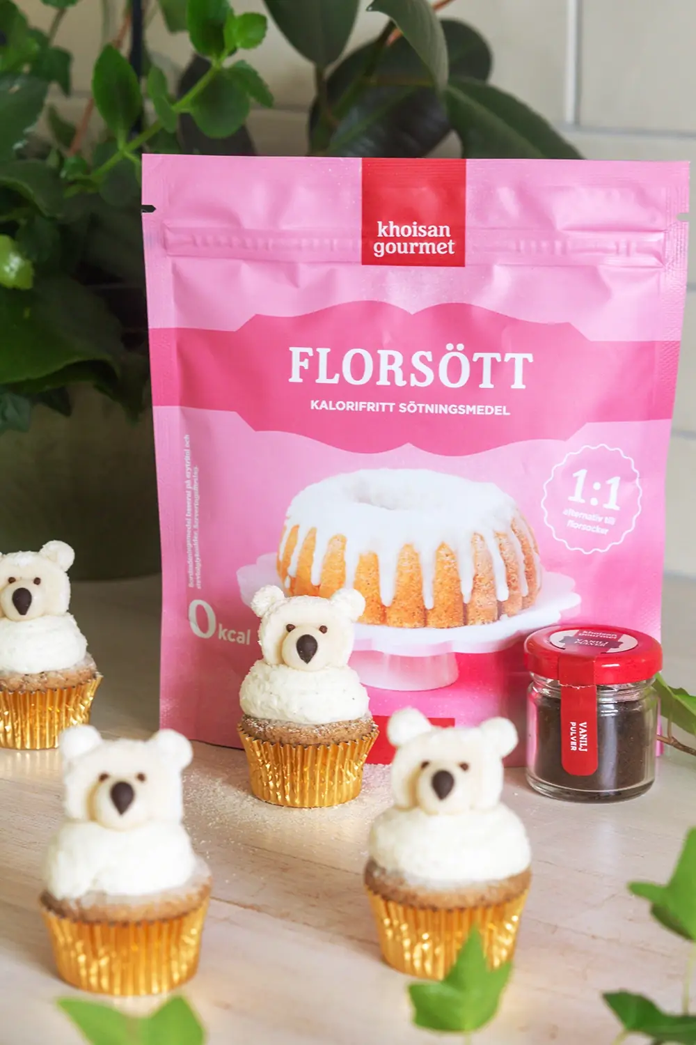 Sockerfri pepparkaksmuffins med vaniljfrosting